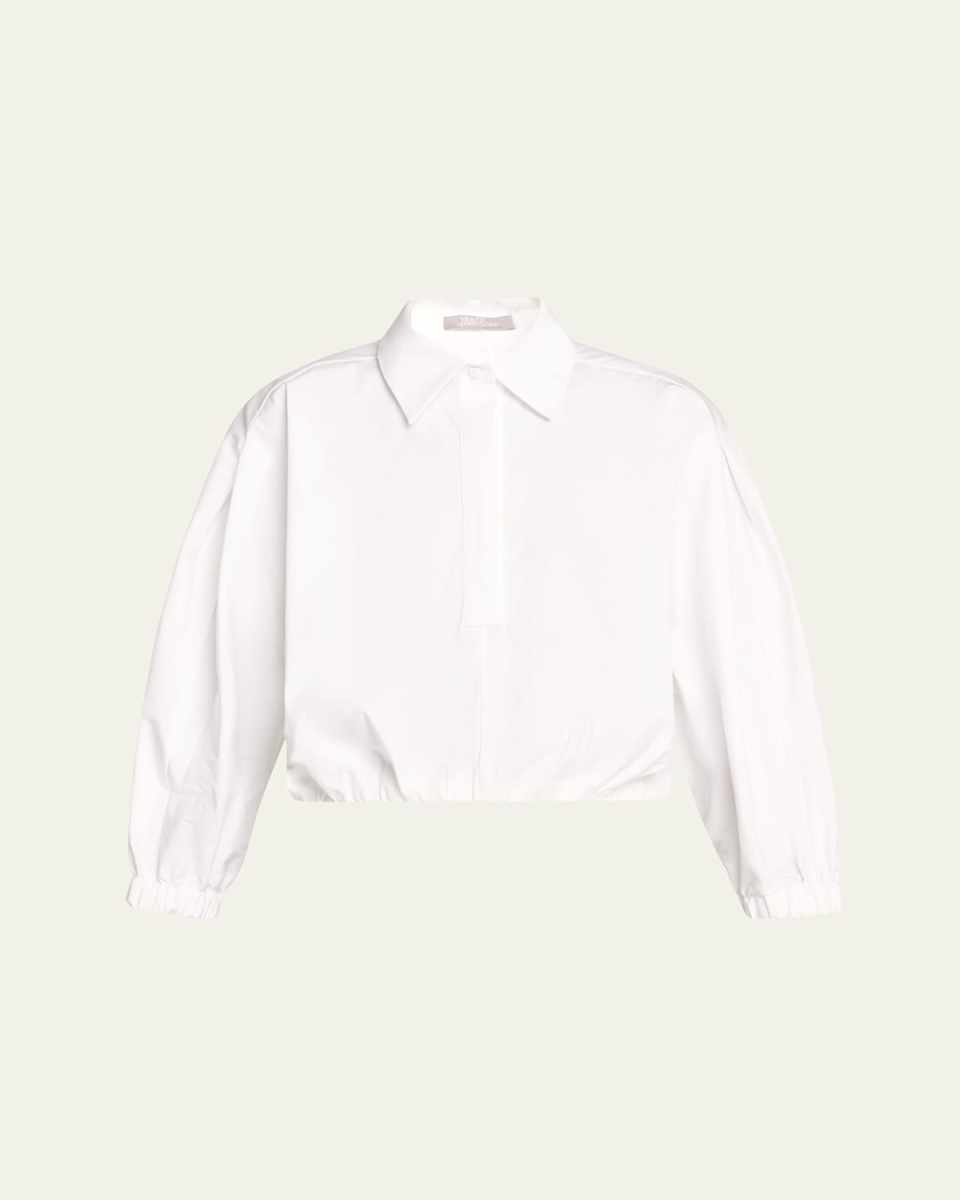 Elastic Button Down Crop Top